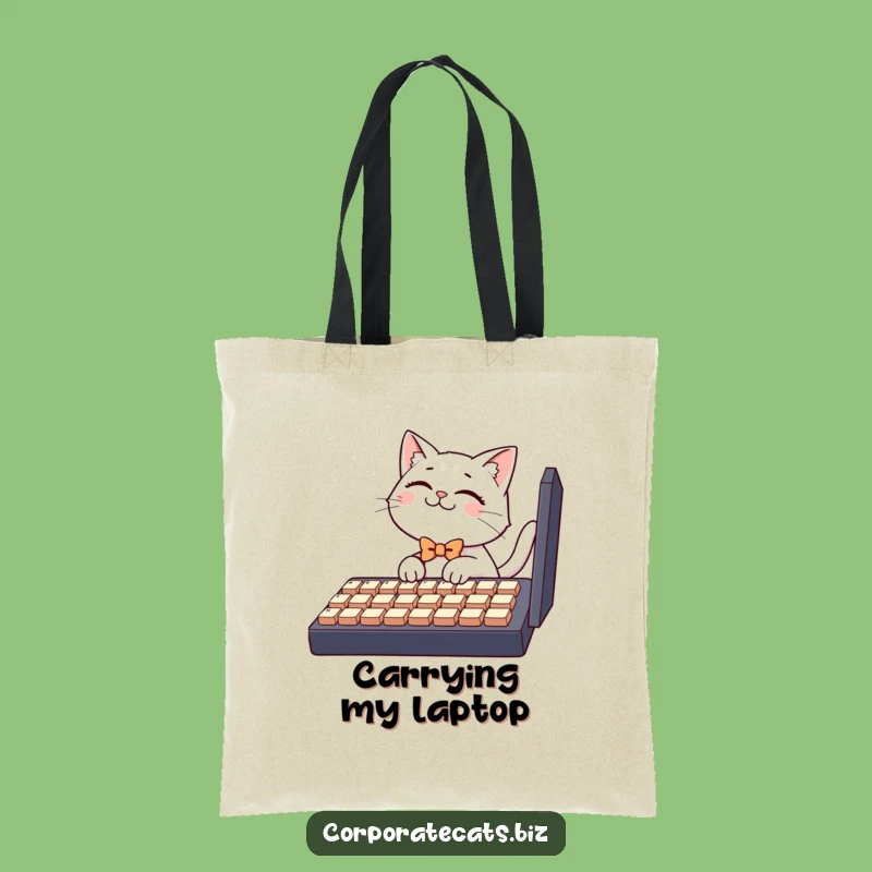 Funny Tote Bag: Keyboard Cat with Bowtie, Tech Humor Tote, Great Funny Gift