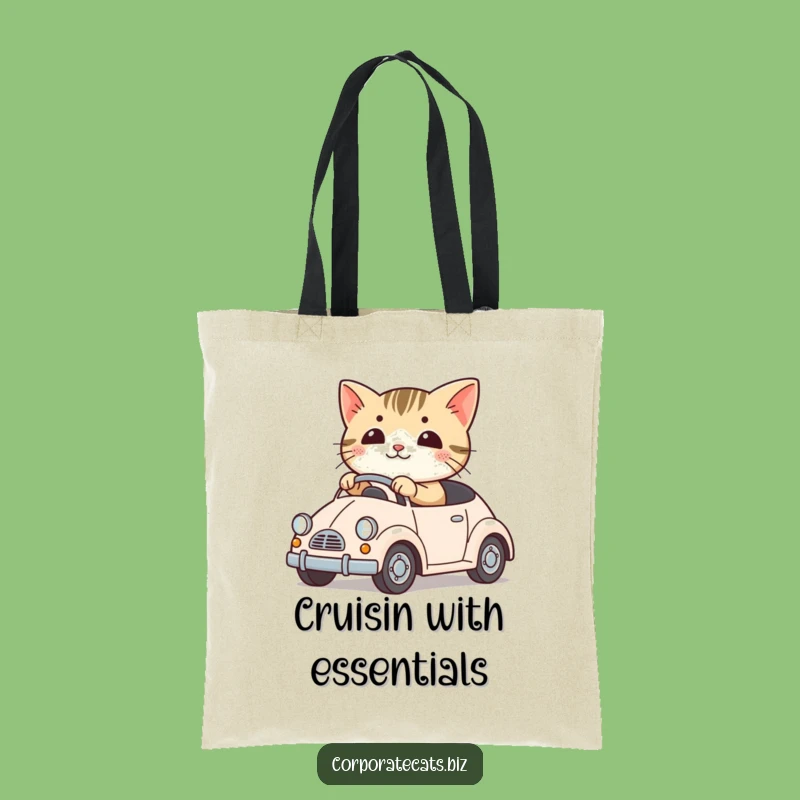 Funny Cute Cat Tote Bag: Driving a Toy Car, Practical and Hilarious Accessory