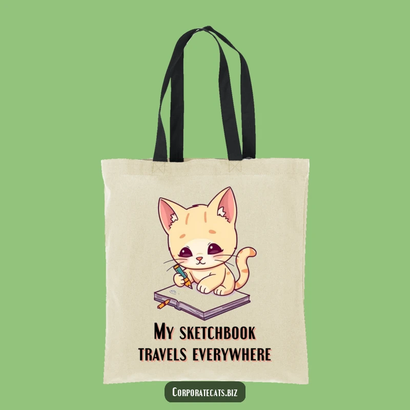 Funny Cat Artist Tote Bag: Carry Your Art Supplies with a Creative Feline