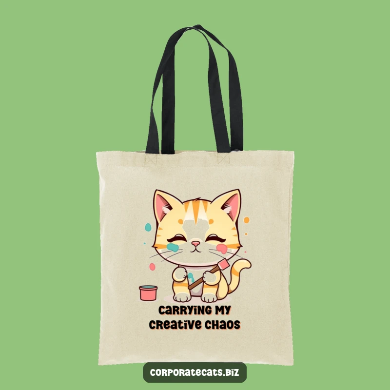 Funny Cat Artist Tote Bag: Carry Your Colors (Carefully!) - Great Funny Gift!
