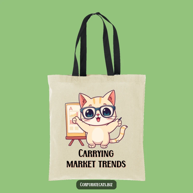 Funny Cat Chart Pointer Tote Bag - Carry Your Insights in Style