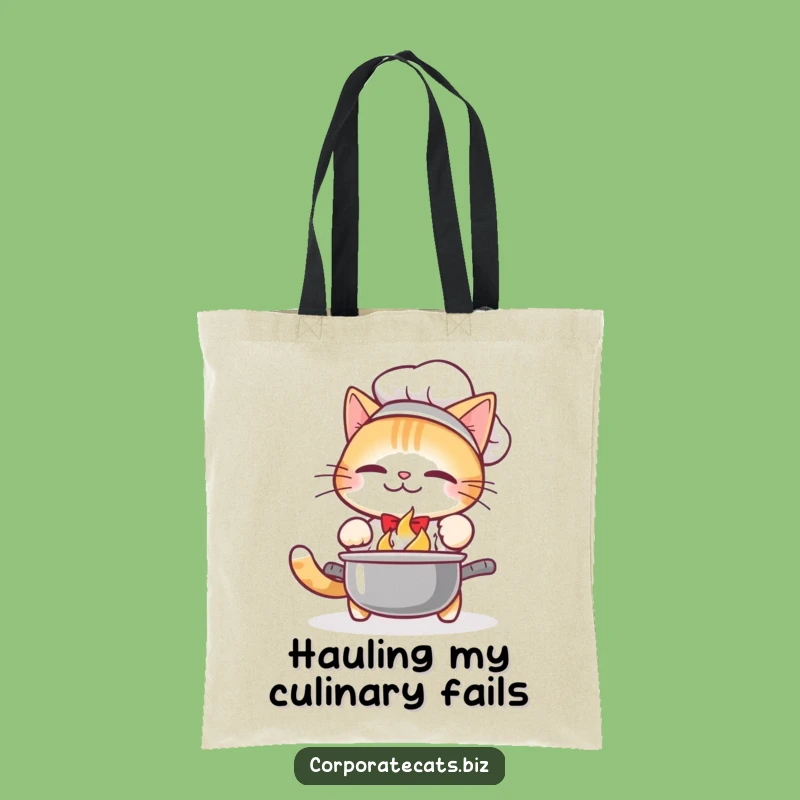 Funny Cat Chef Tote Bag: Carry Your Ingredients (Carefully!) - Great Funny Gift!