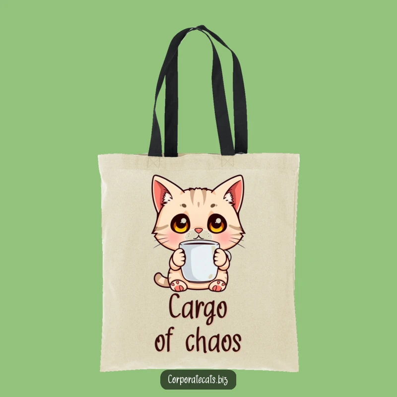Funny Cat Coffee Run Tote - Surprised Wide-Eyed Bag