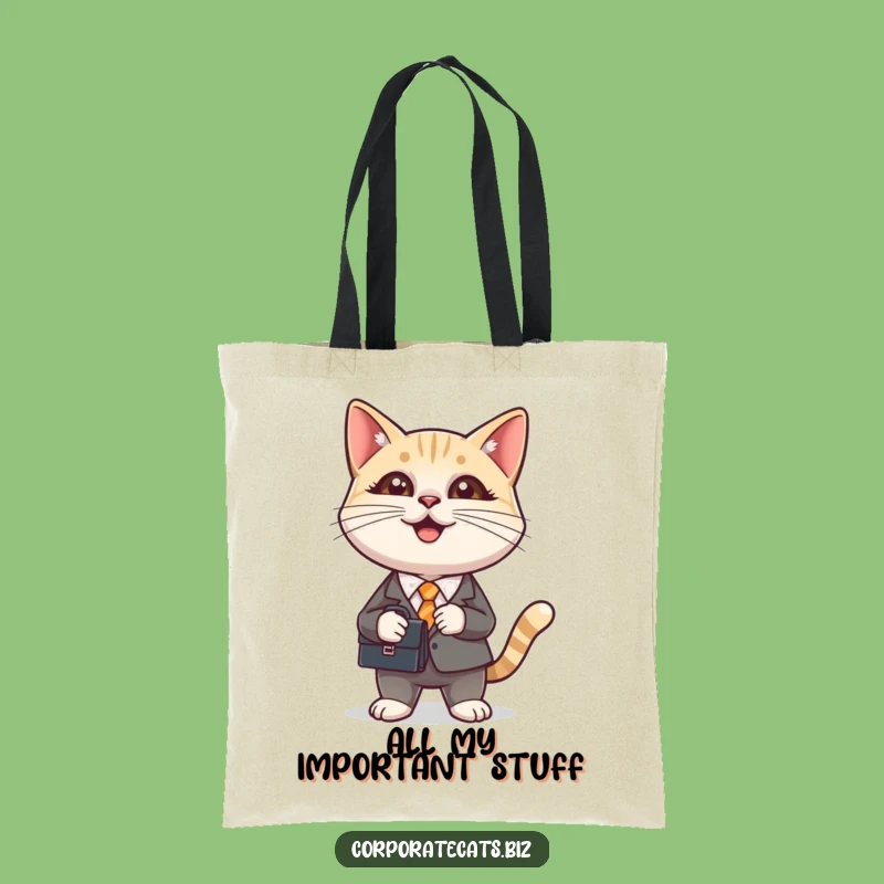Funny Cat in Suit Holding Briefcase Tote Bag: Stylish & Hilarious Feline Accessory