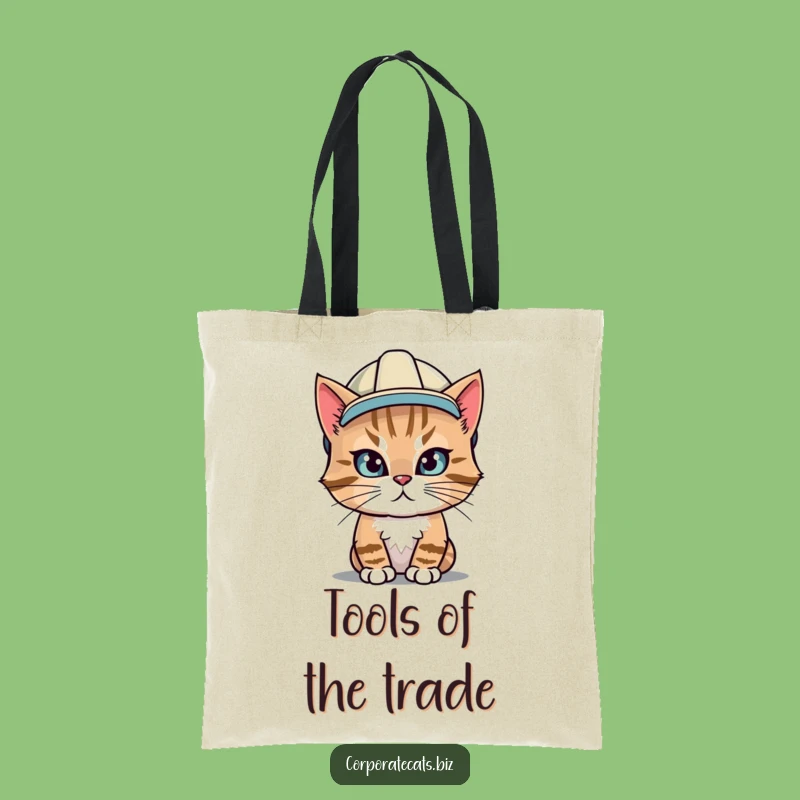 Funny Hard Hat Cat Tote Bag: Durable & Hilarious Construction Feline Accessory