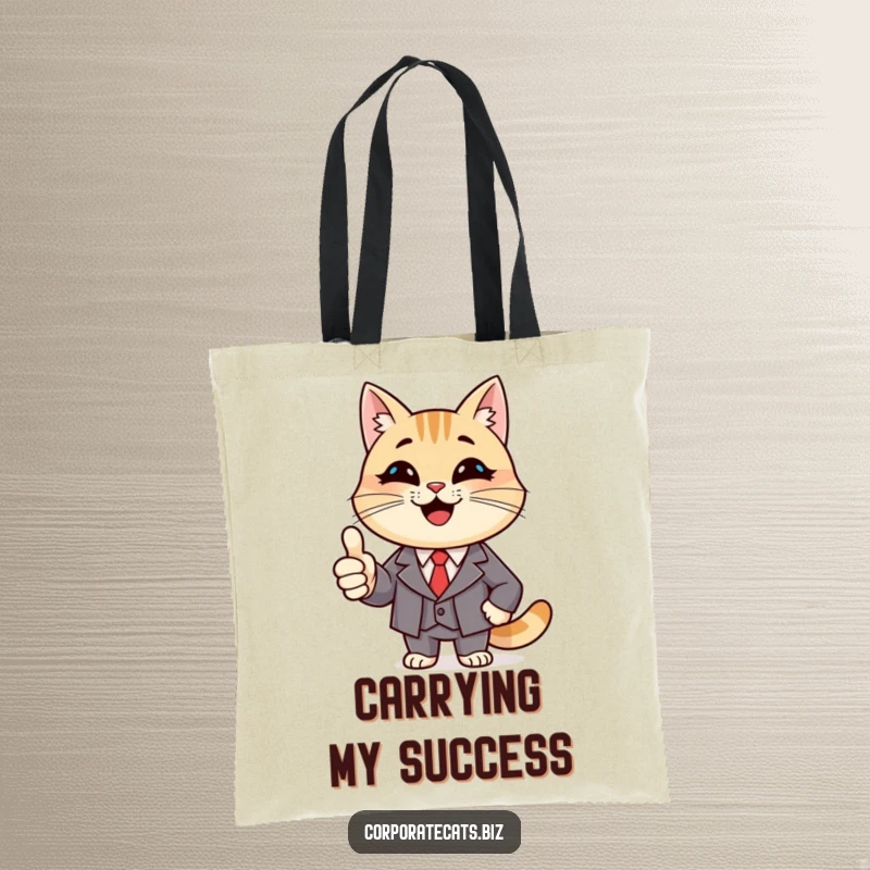 Funny Top Cat Tote Bag: a smiling cat character wearing a suit, giving a thumbs up, perfect for daily use.