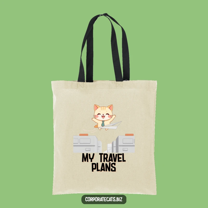 Funny Paper Airplane Cat Tote Bag - Hilarious Accessory for Travelers